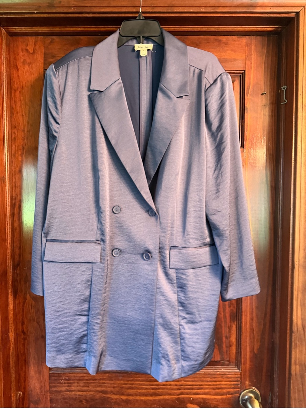 Relaxed Double-Breasted Navy Blazer by Cynthia Rowley